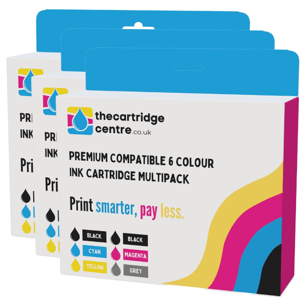 Premium Compatible Canon Pixma MG8250 3 Sets Of 6 Ink Cartridges *18 Inks* (PGI-525PGBK/CLI-526BK/C/M/Y/GY) - The Cartridge Centre